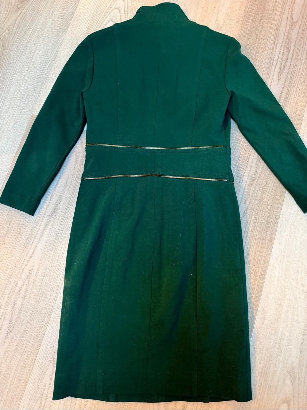 Carlisle Emerald Green Midi Dress with Gold Zip Trim - Picture 3 of 3